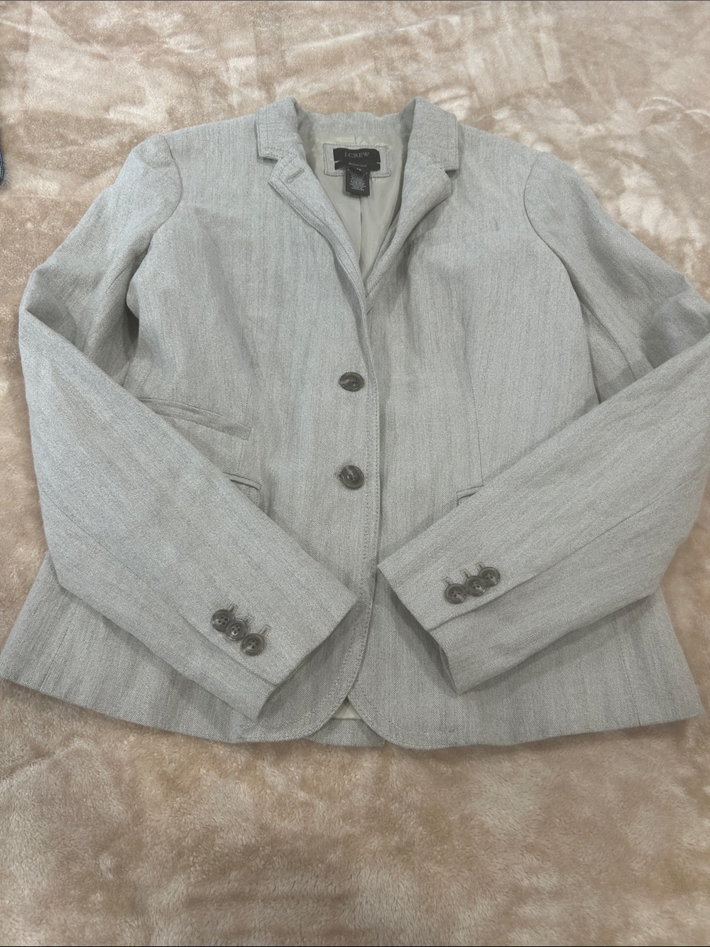 J.Crew Schoolboy Gray Herringbone Blazer Womens 12 Preppy Career Jacket academia - Picture 13 of 15